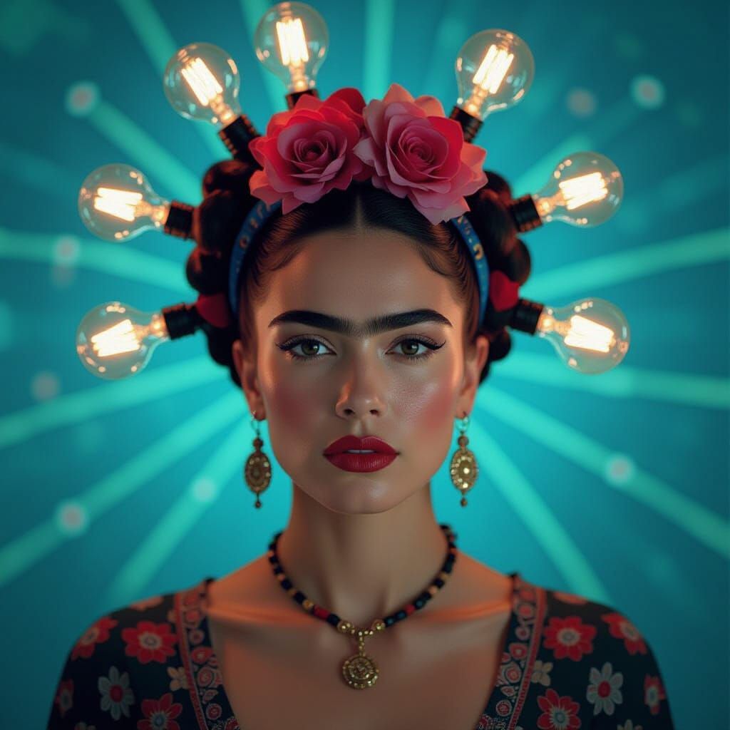 Surreal Woman Portrait with Glowing Hair