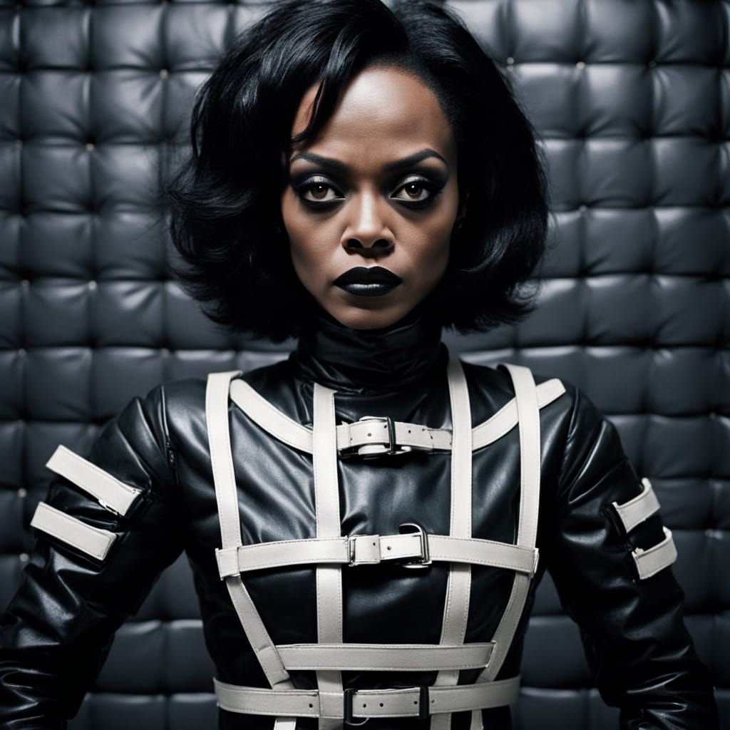 A Woman in a Leather Straitjacket, Trapped in a Bizarre Asyl...