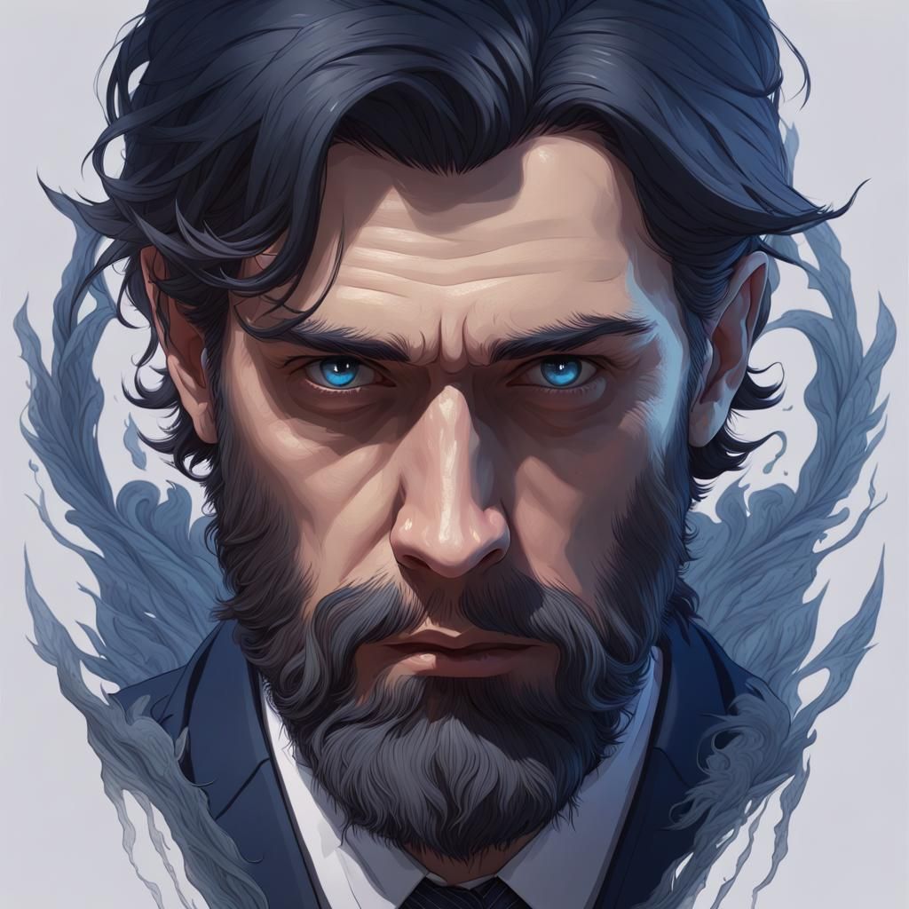 Detailed Portrait of a Sad Man in Suit