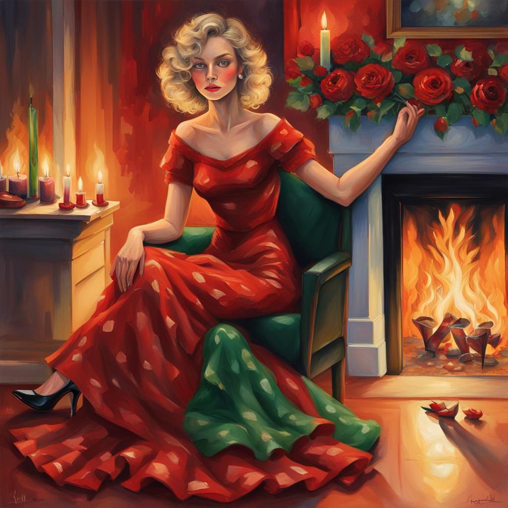 Sitting Beauty Beside Warmth and Sparkle
