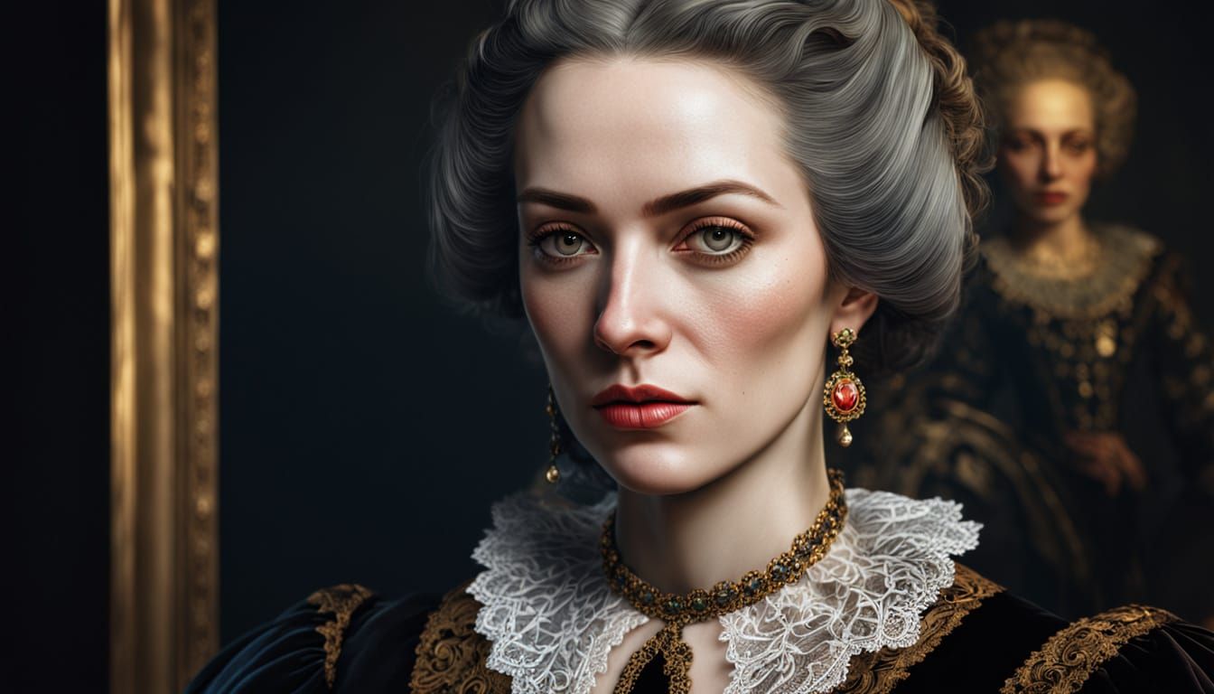 Baroque Portrait of an Aristocrat Lady in Velvet