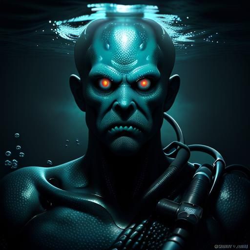 Horror Creature Stares from the Deep Ocean