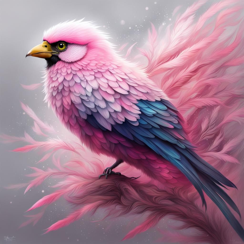 Delicate Bird with Pink Feathers, Fantasy HD