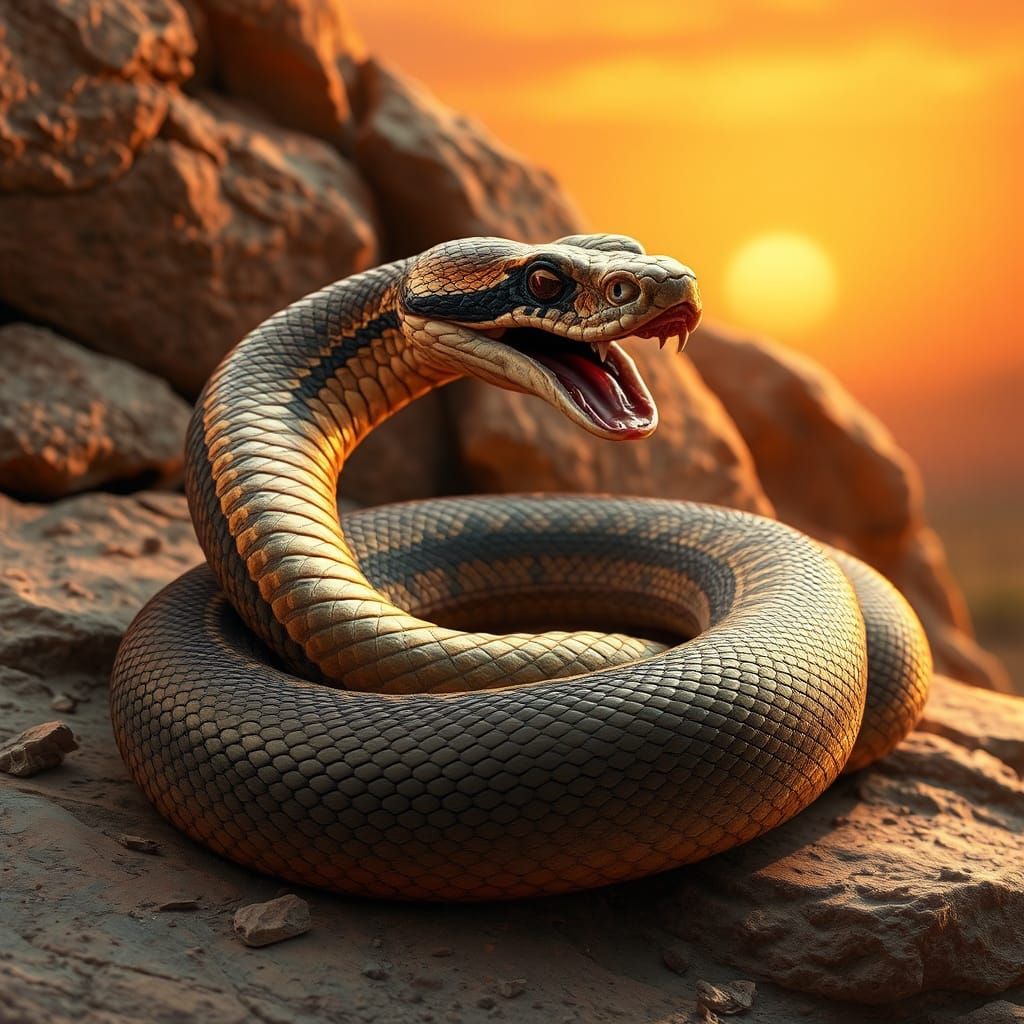 Majestic Cobra Snake Ready to Strike