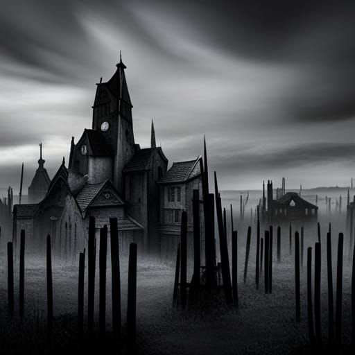 Sinister Village: A Haunting AI-Generated Image