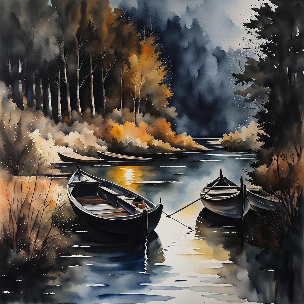 Moody Watercolor Painting with Intense Emotion