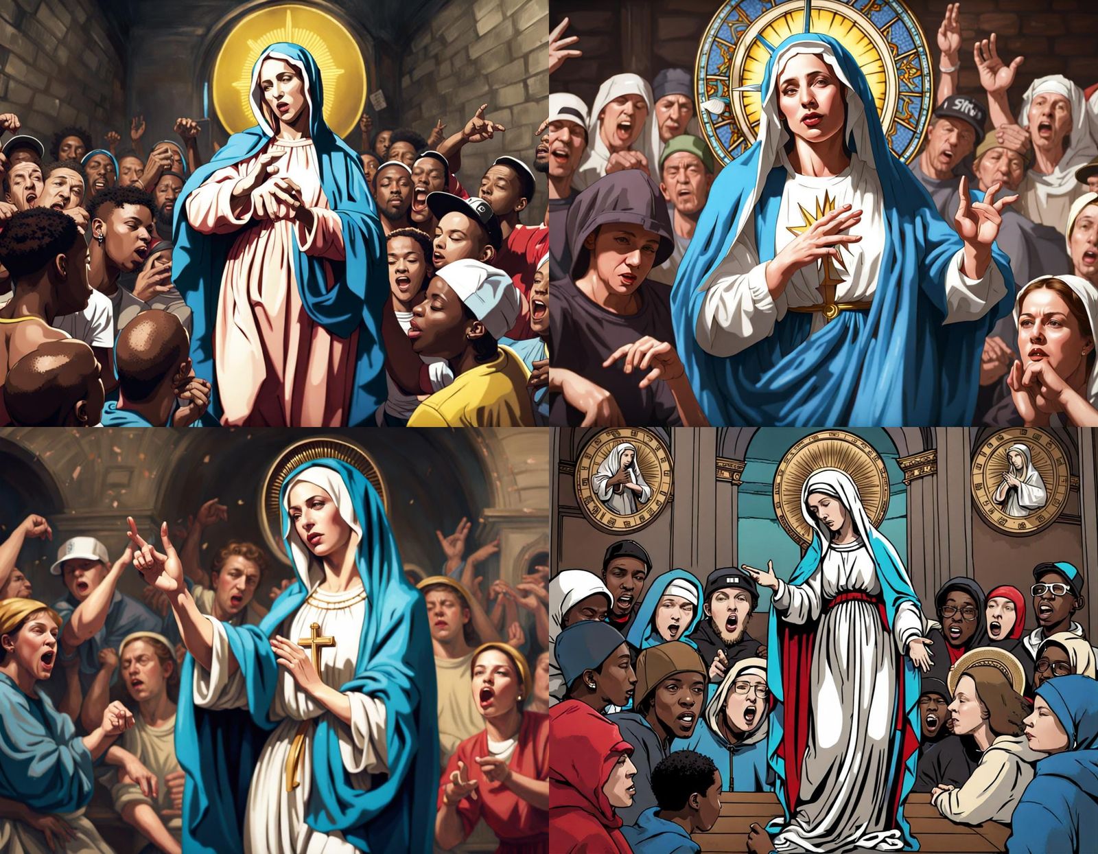 Virgin Mary Rapping in a Hip-Hop Battle