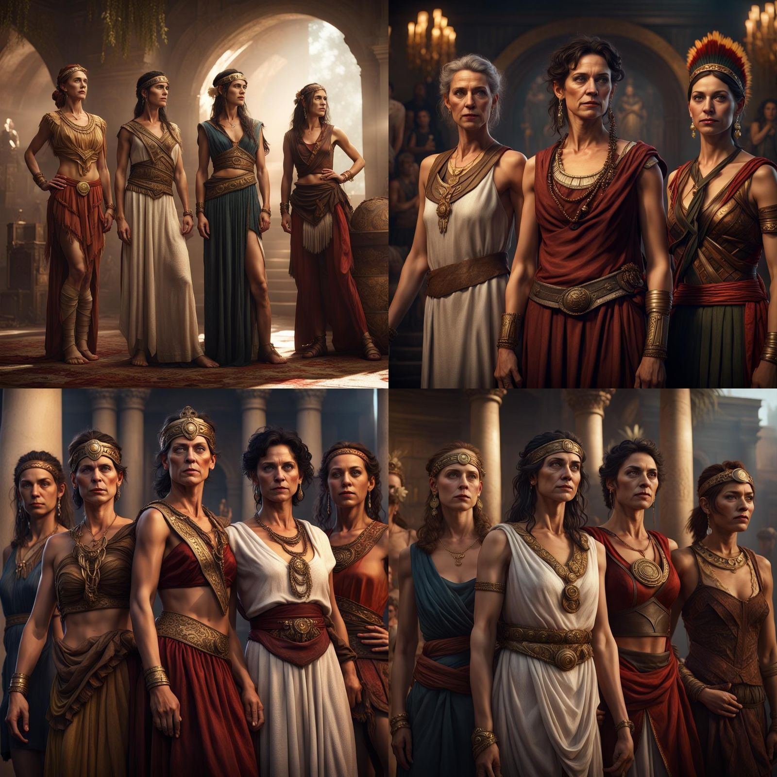 Roman Ladies Watch Handsome Dancer: Detailed Matte Painting