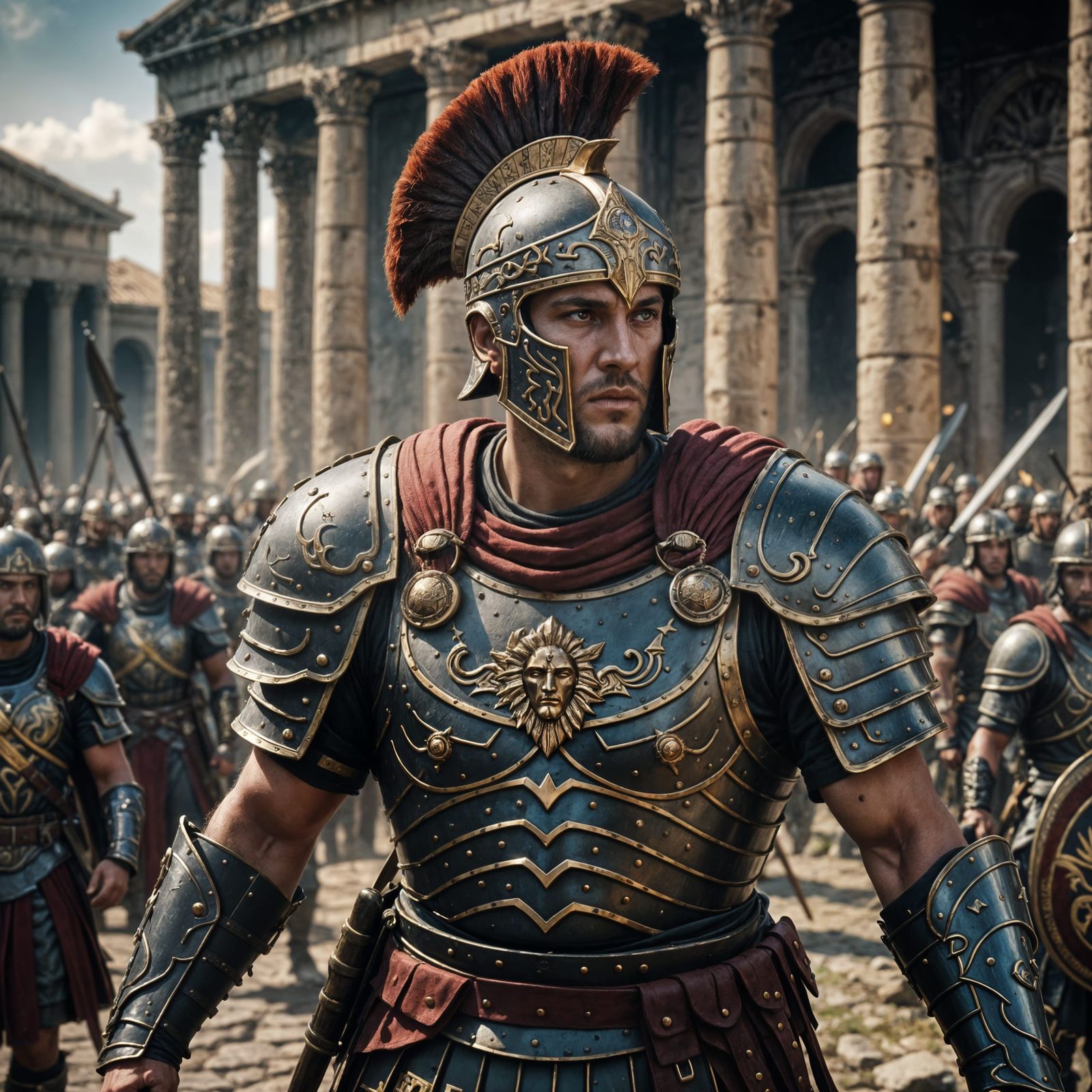 Roman Centurion Forceful Expression: Fantasy Concept Art