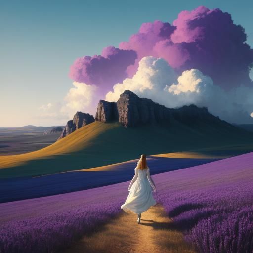 Solitary Woman in Empty Landscape: Fauvist Oil Painting