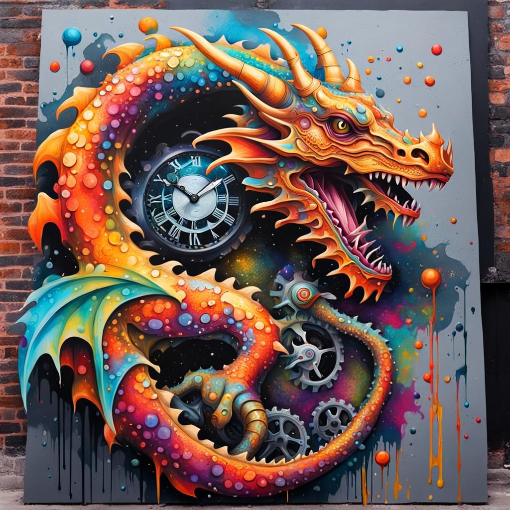 Clockwork Dragon: Graffiti Art in Vivid Colors