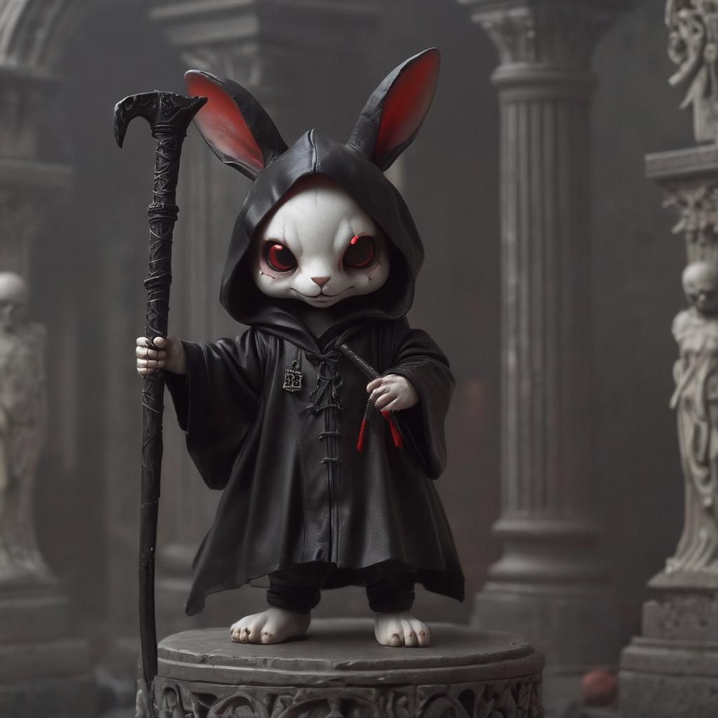 A hauntingly beautiful hyperrealistic Chibi style photo of a...