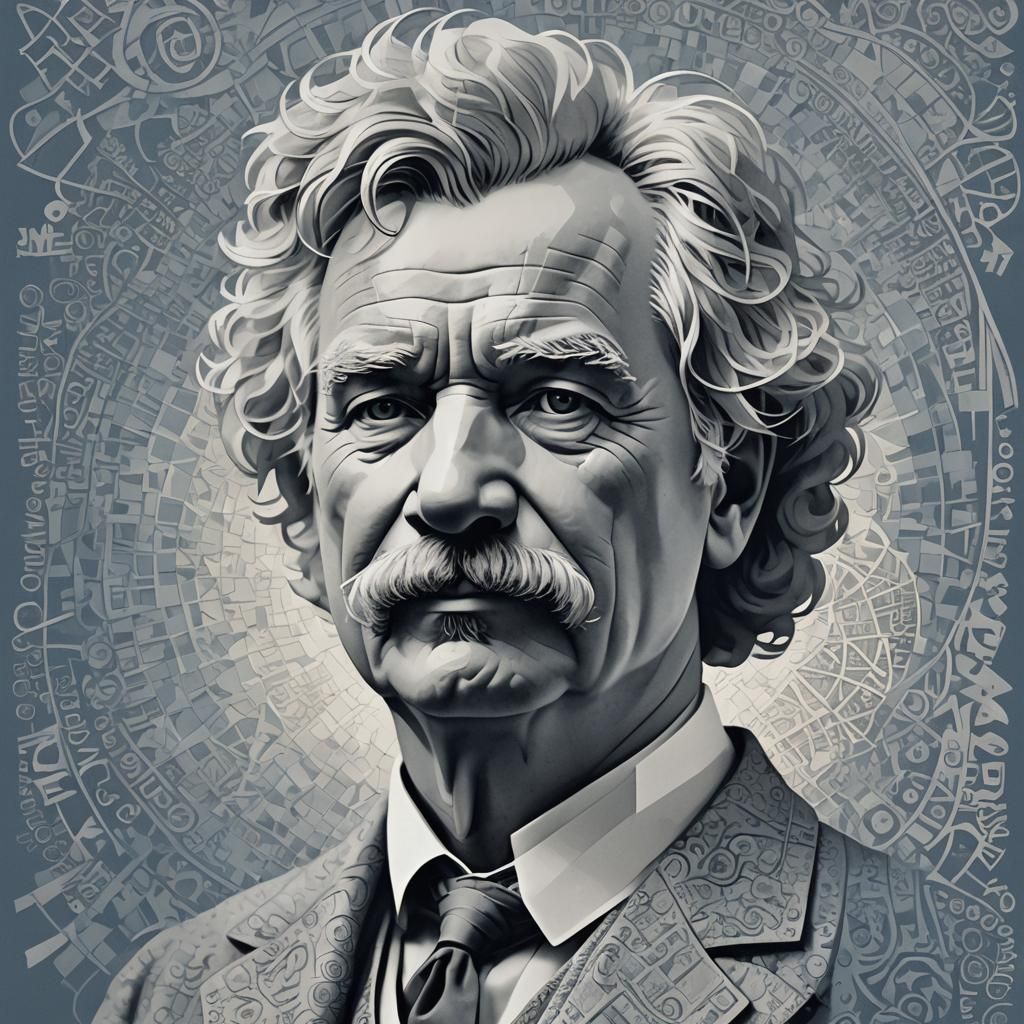 Mark Twain Portrait Sculpted from Typographic Kerns