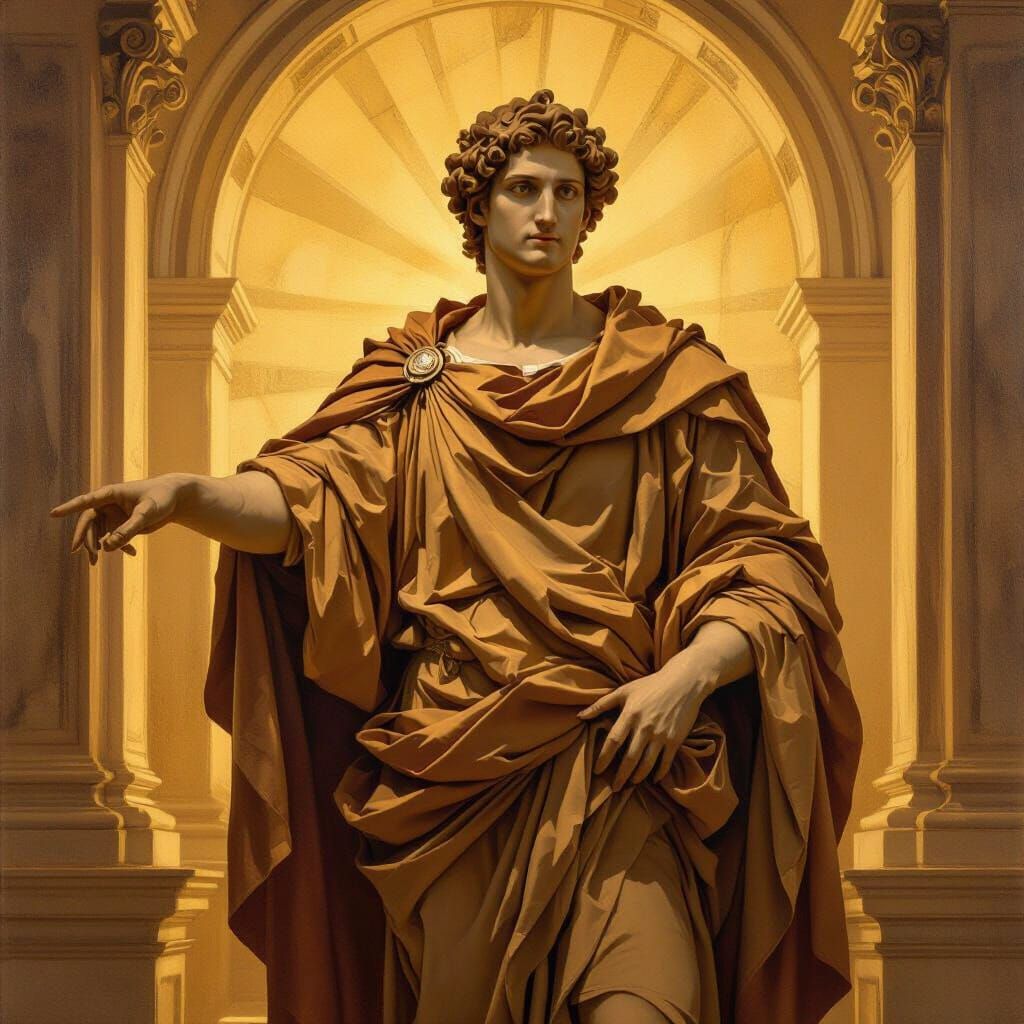 Renaissance Figure in Golden Light, Michelangelo Style