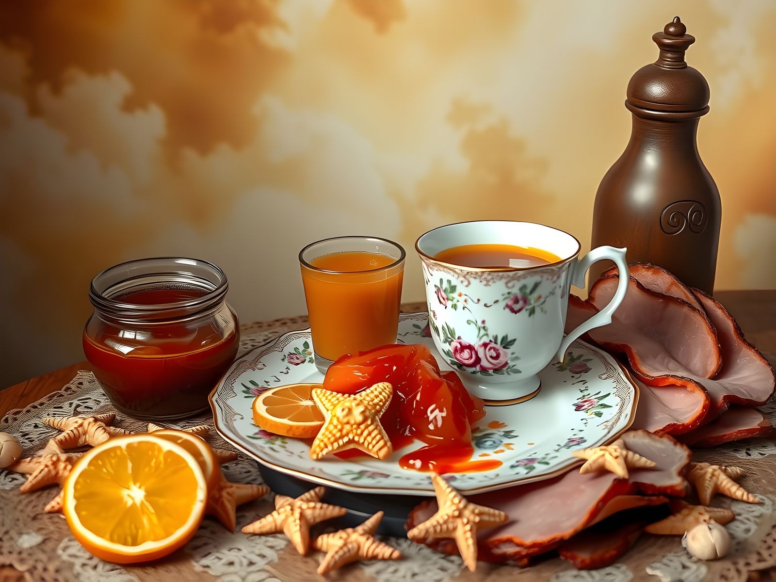 Surreal Foodscape: Starfish, Coffee, and Butterscotch Clouds