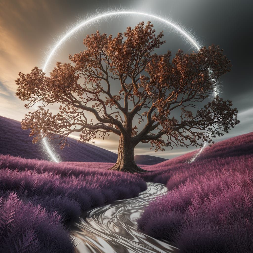 Majestic Tree Blooms in Vibrant Purple Paradise