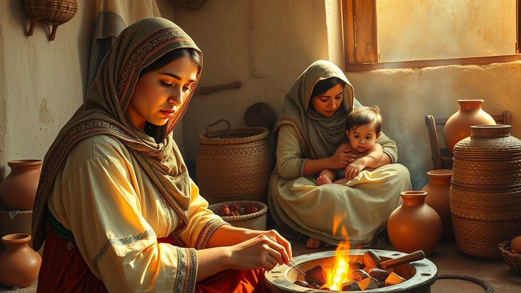 Intimate Domestic Scene with Warmth and Tenderness