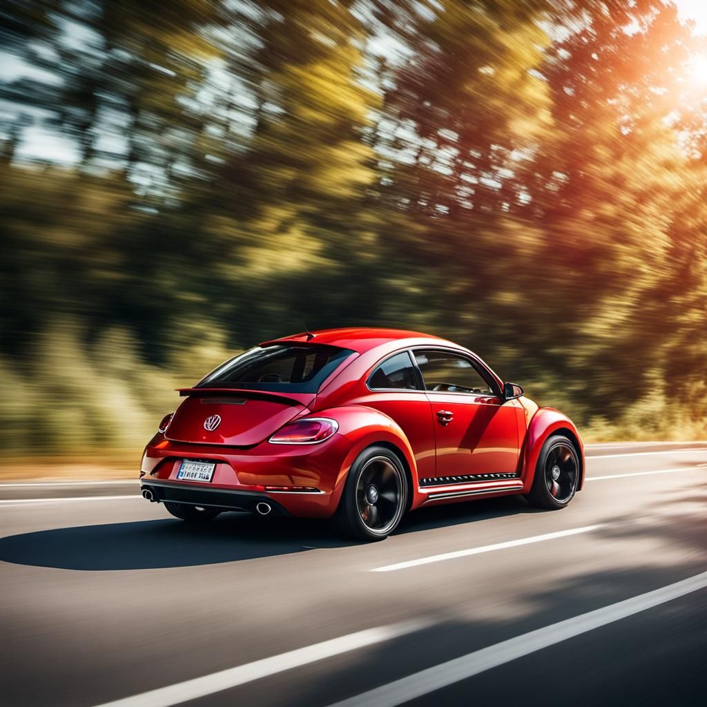 Red Volkswagen Beetle in Hyper-Realistic Automotive Photogra...