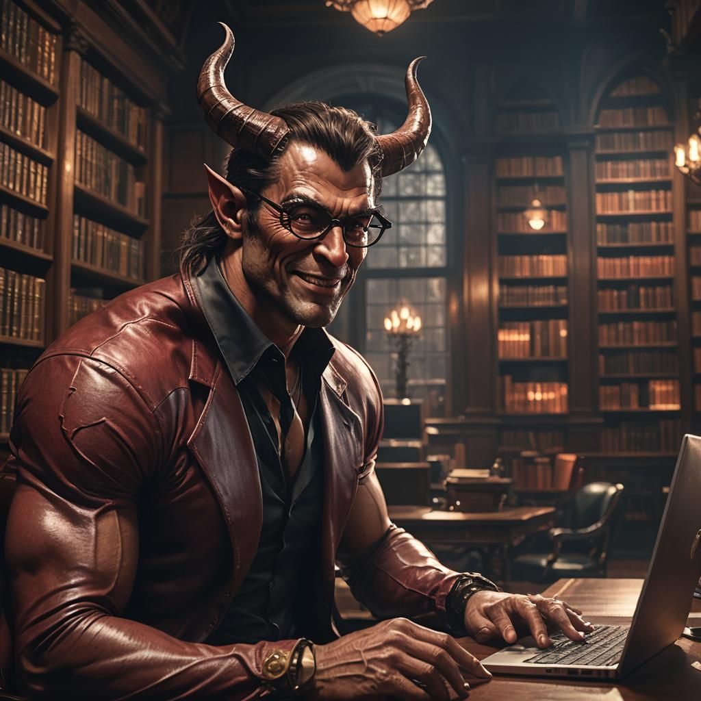 A spellbinding hyperrealistic portrait of a devilishly allur...