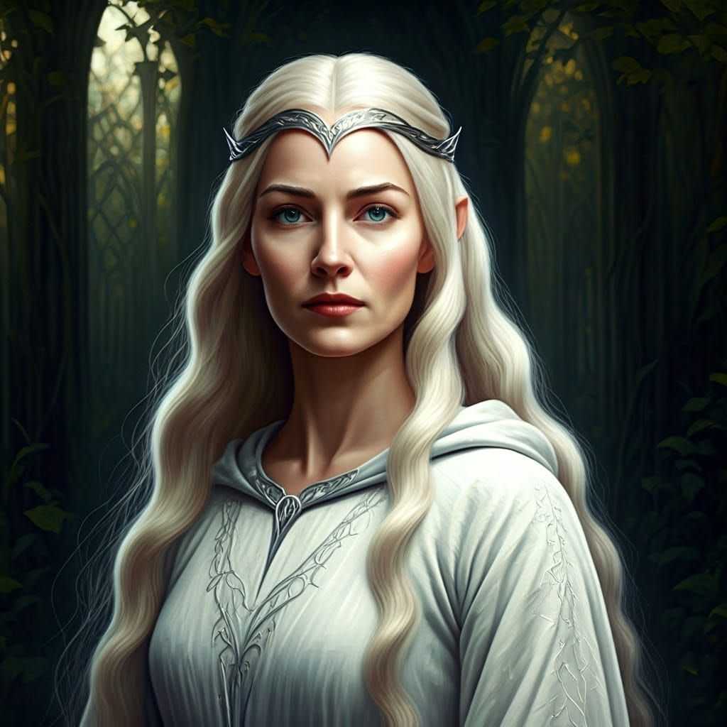 Ethereal Galadriel in Lothlorien, Faerie Art Style