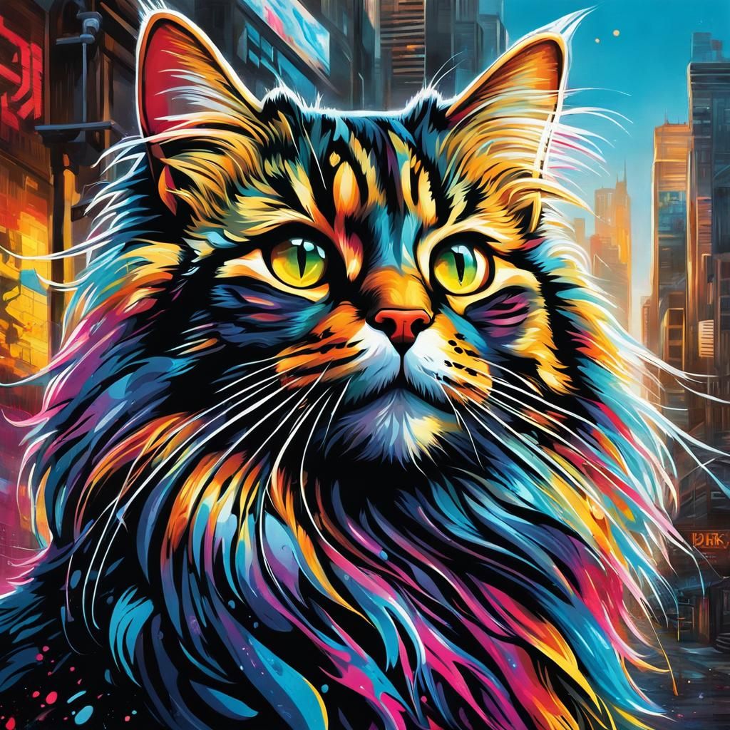 Rainbow Paint Kitty