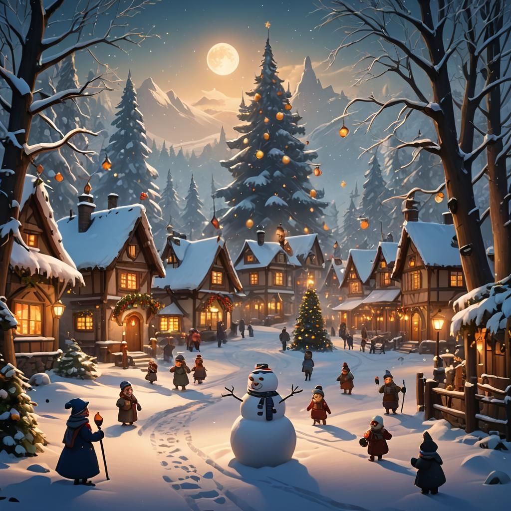 Magical Christmas Village: Fantasy Concept Art