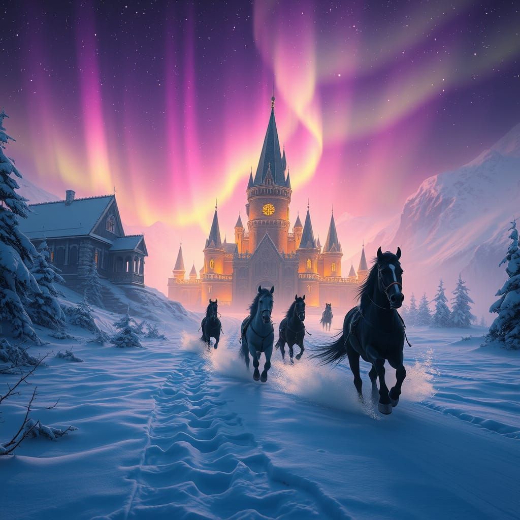 Winter Kingdom in Norway Castle, Dark Fantasy Concept Art