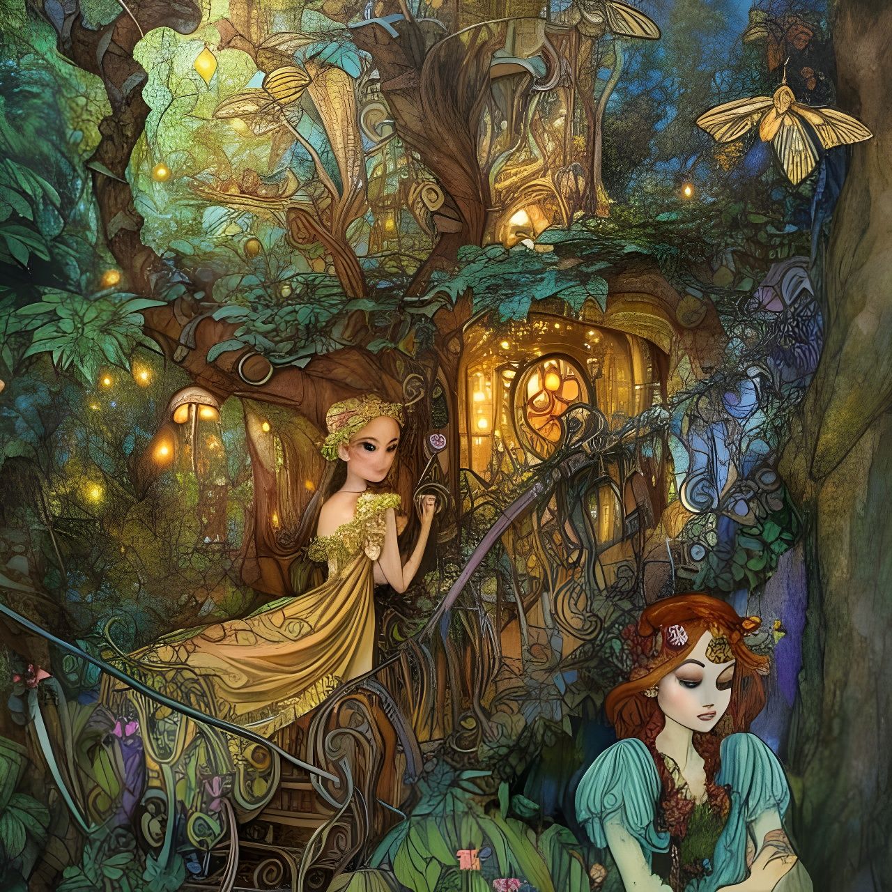 Elvish Stairway Fairytale Illustration