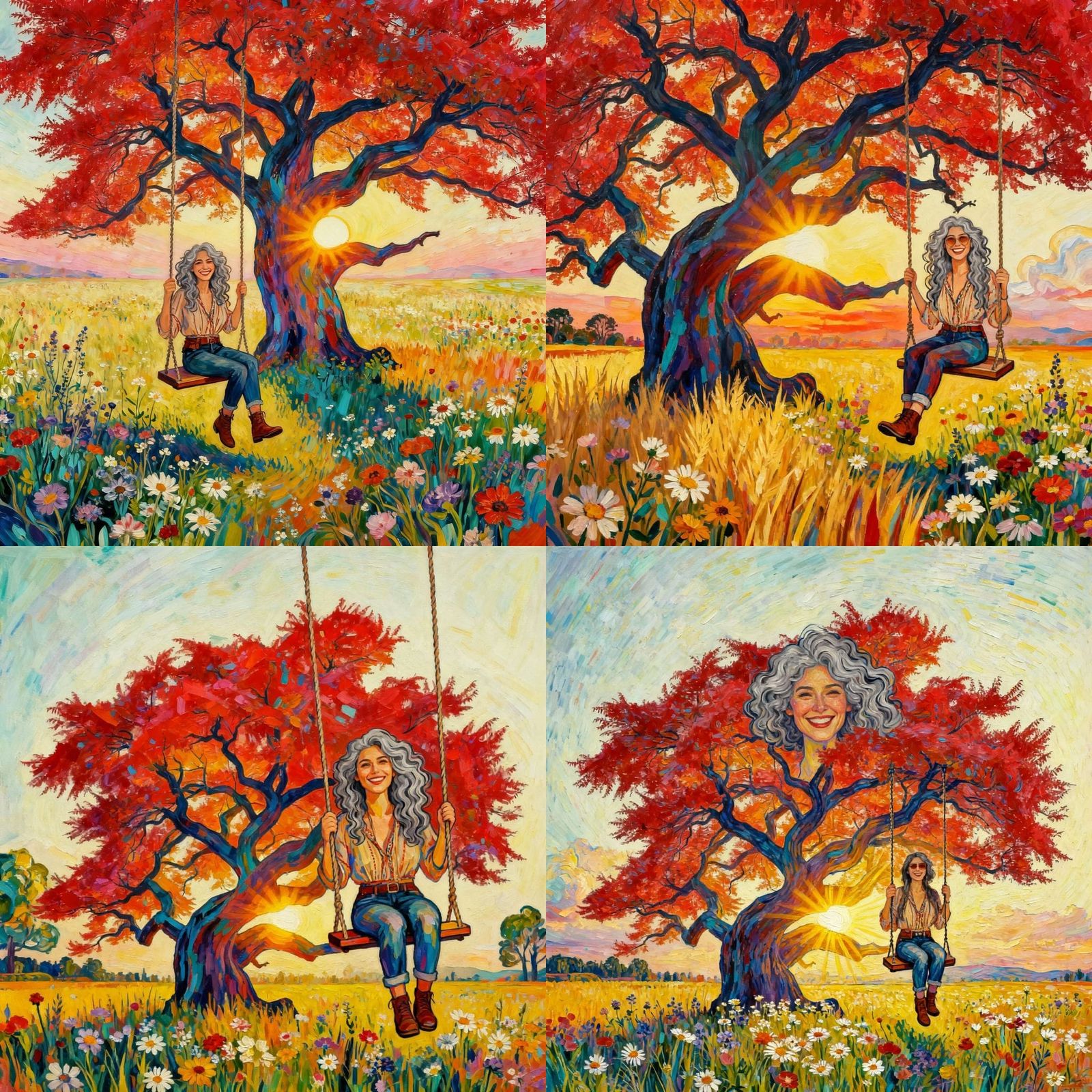 Woman on Tree Swing, Birthday Card