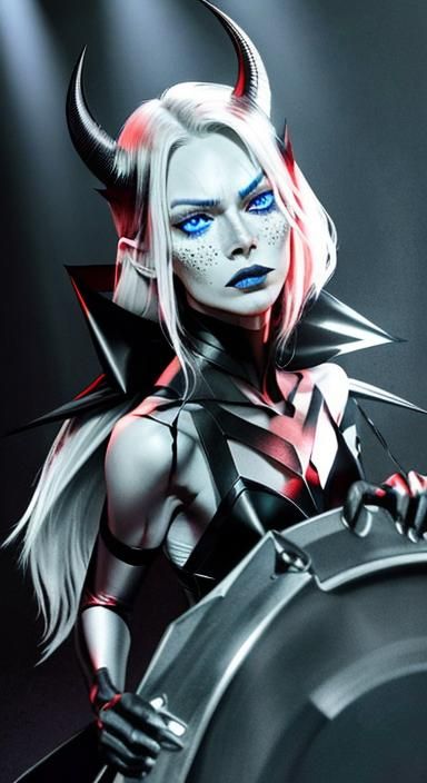 Intense Close-Up of a Wrathful Demoness