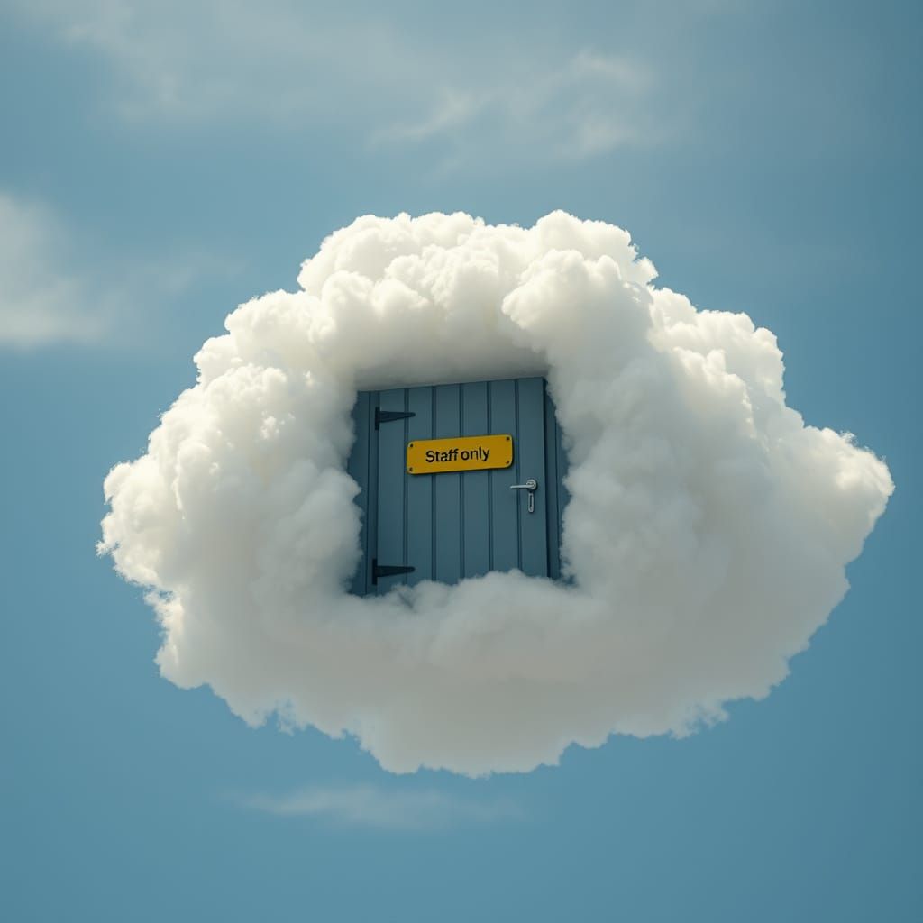 Cloud with Iron Door: Photorealistic Cinematic Still
