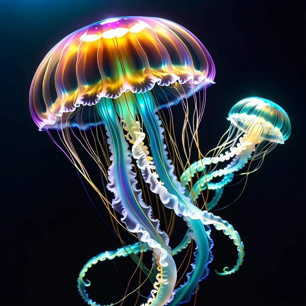 Holographic Jellyfish in Volumetric Lighting