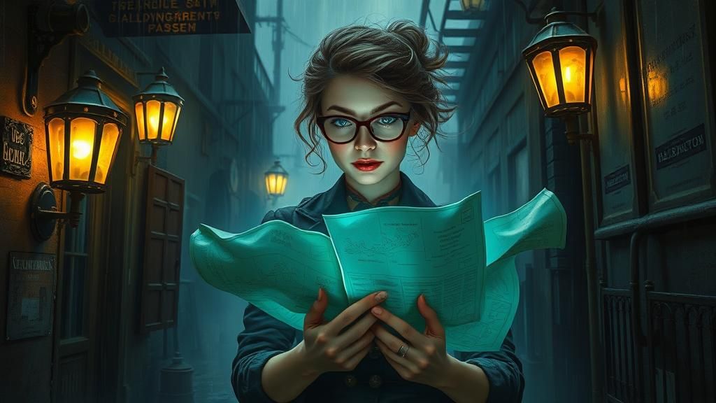 Steampunk Inventorress in Victorian Alleyway, Impasto Oil Pa...