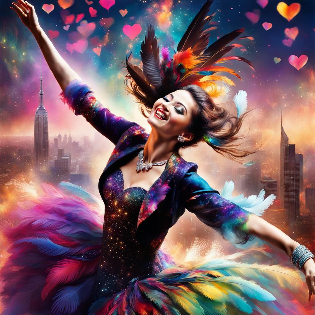 Festive City Dance: Double Exposure Fantasy