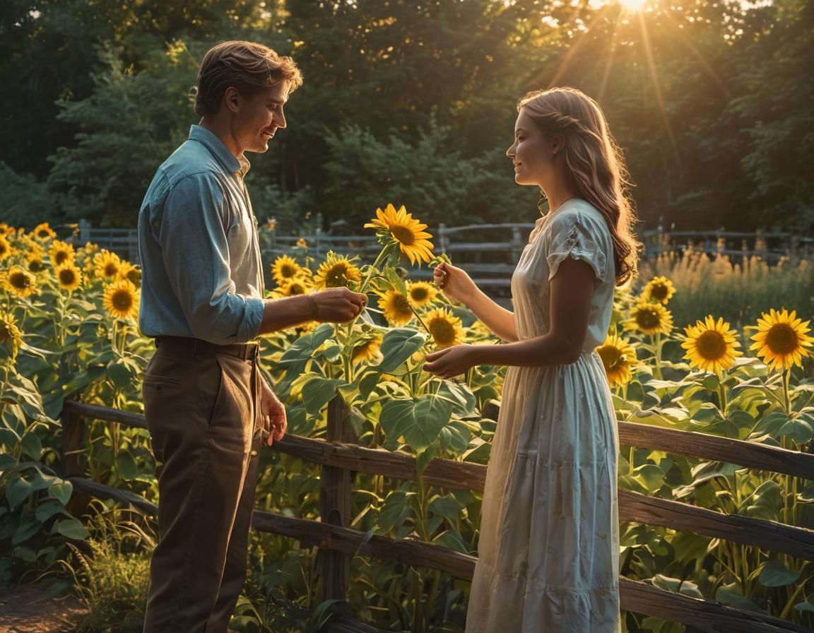 Romantic Sunflower Offering in Soft Lighting