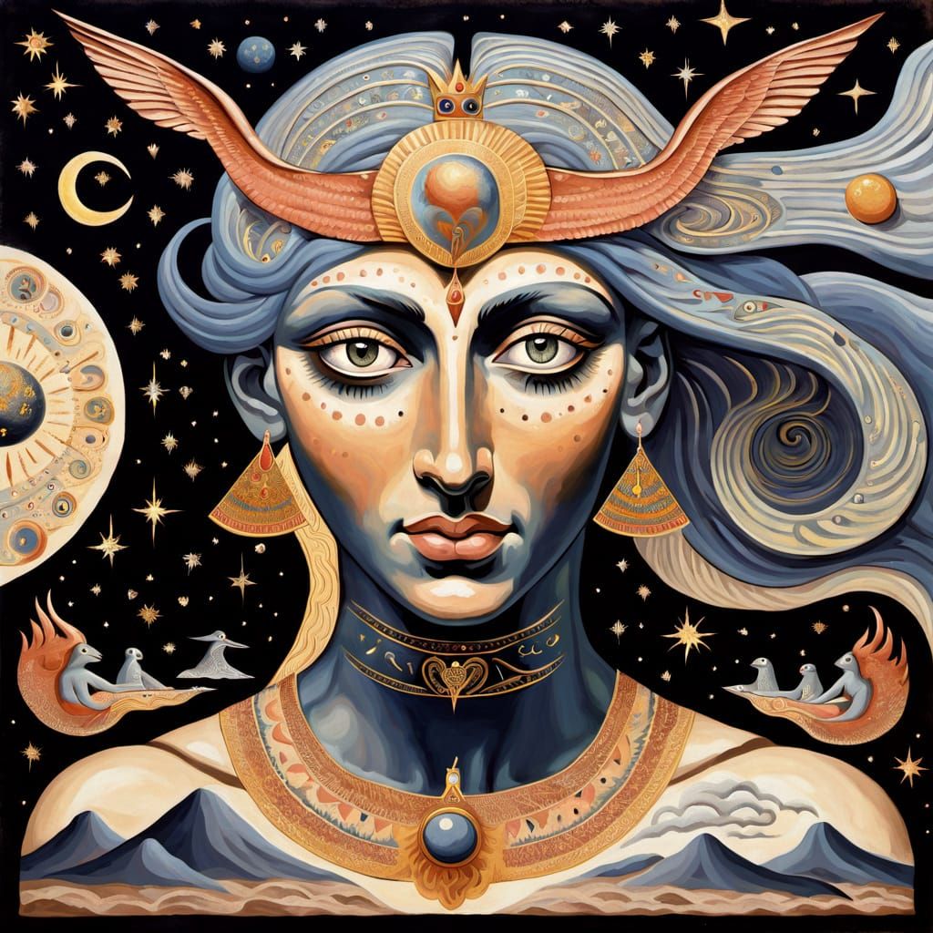 Surreal Folk-Art Goddess Unveils Cosmic Majesty