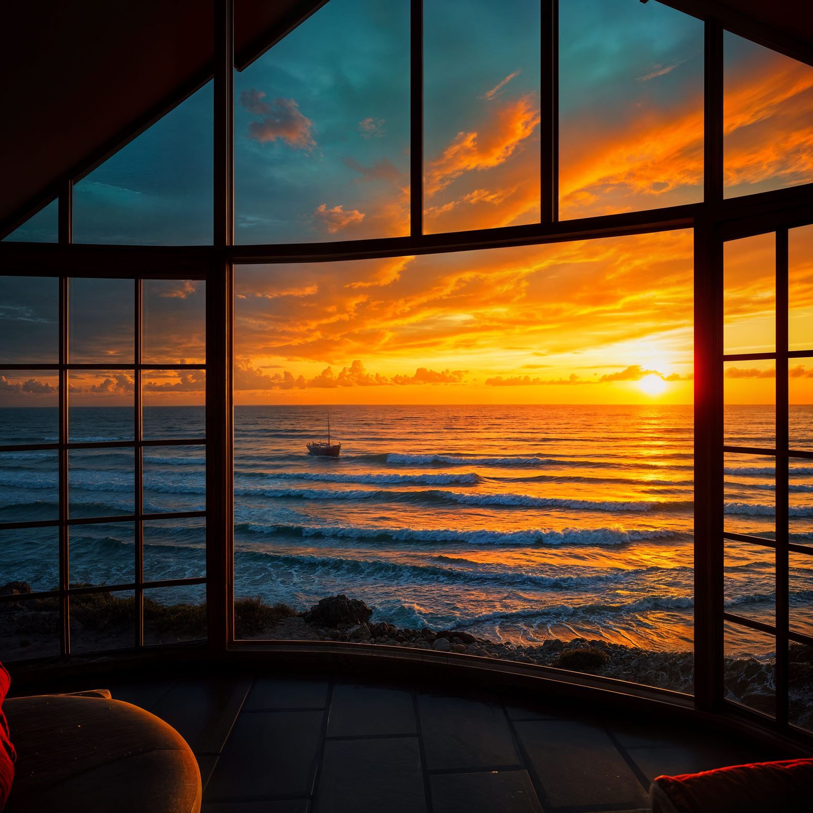 Stunning Sunset Ocean Scene in Hyperrealistic Detail