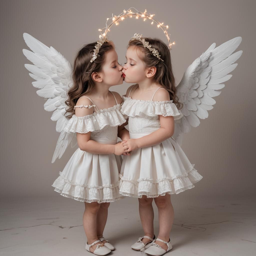 Angelic Kiss: Two Young Girls as Angels