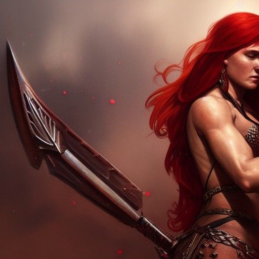 Red Sonja in Dark Fantasy Style