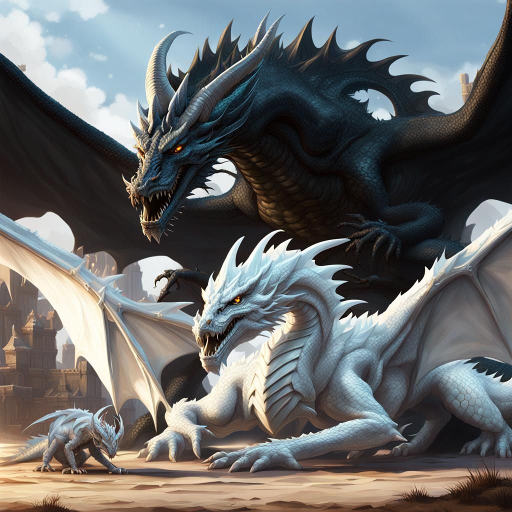 Dragons in Dark Fantasy Style, 8k Resolution