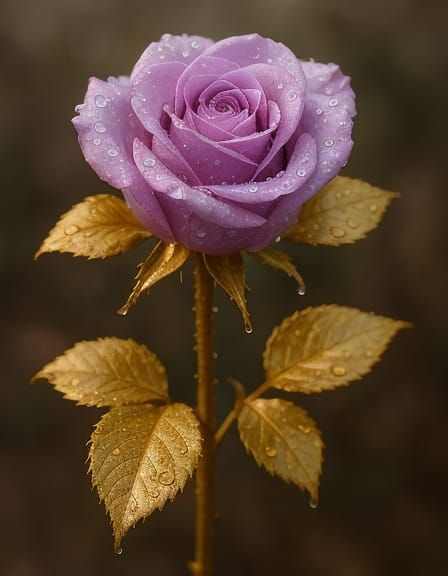Lavender Rose with Golden Leaves in Soft Light