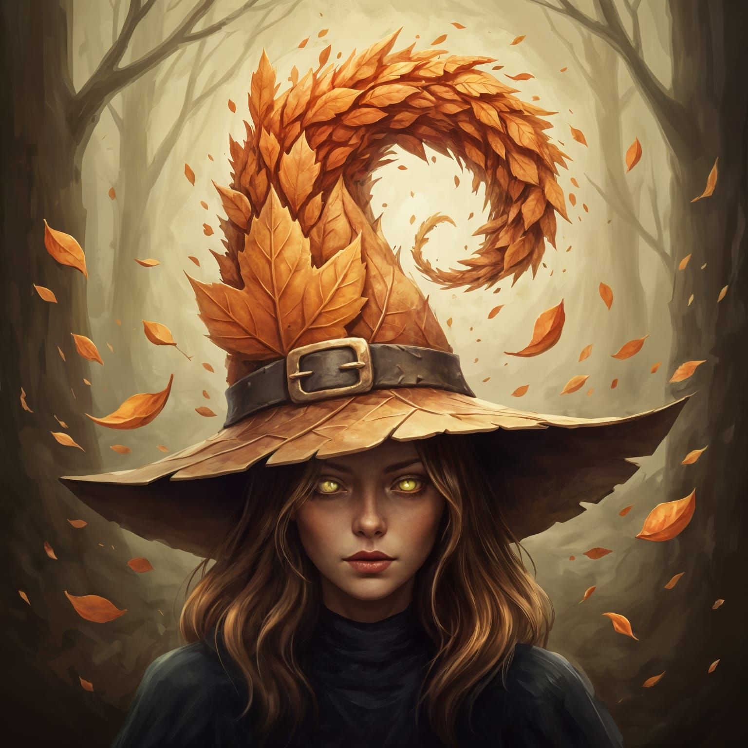Autumn Witch Conjures Ethereal Leaf Hat