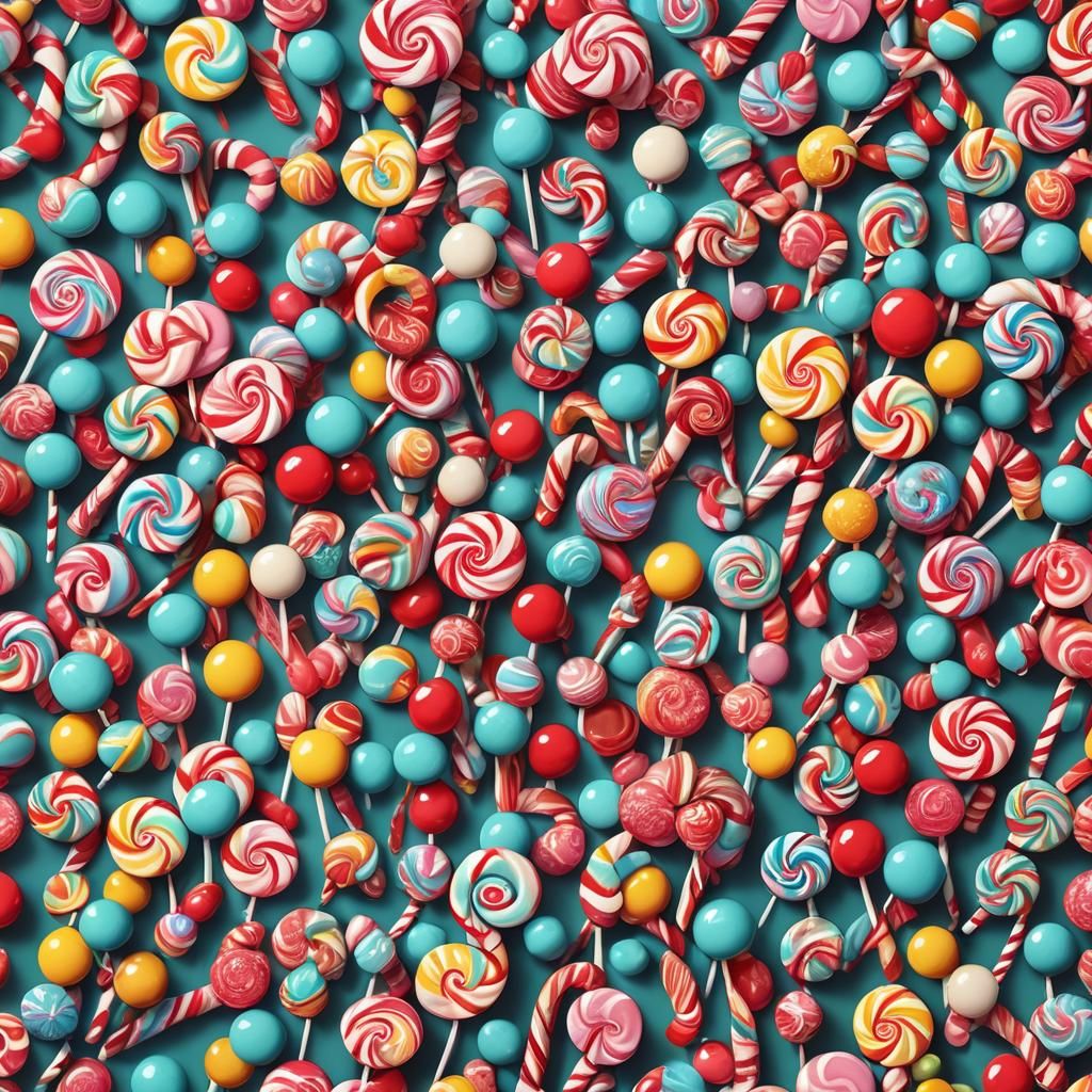 Vibrant Candy Art with Colorful Lollipops