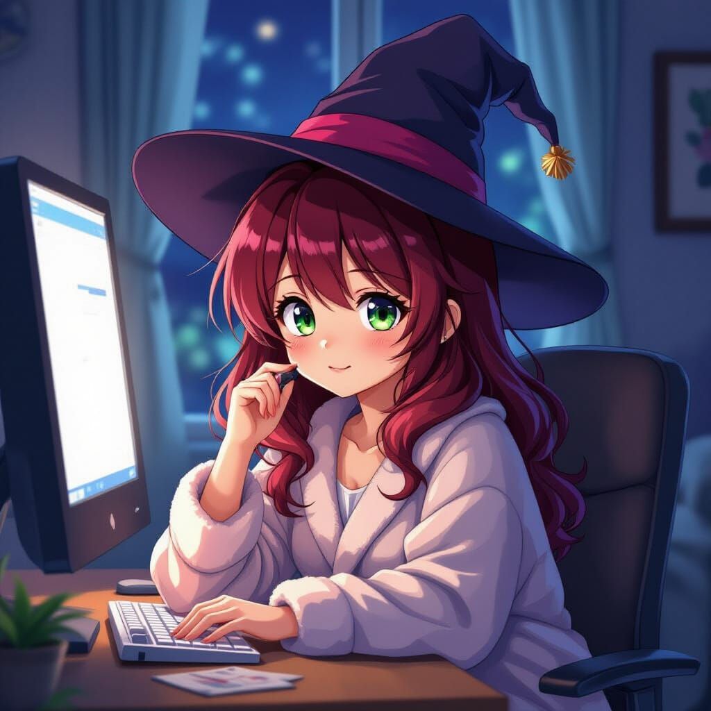 Anime Witch Woman in Studio Trigger Style