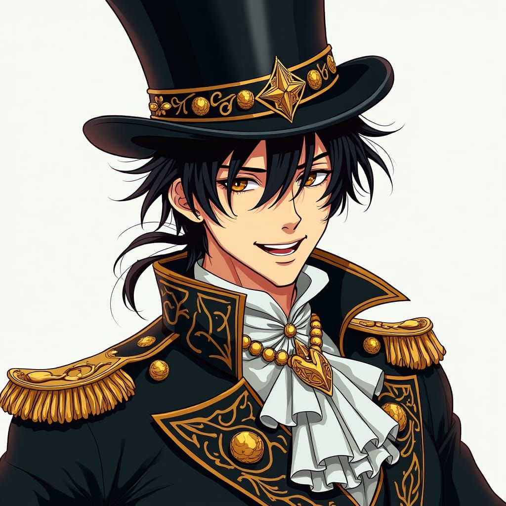 Aristocratic Man with Sinister Smile in Anime Style