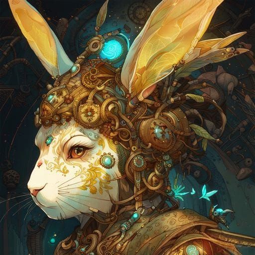 Steampunk Bunny Queen in Detailed Style