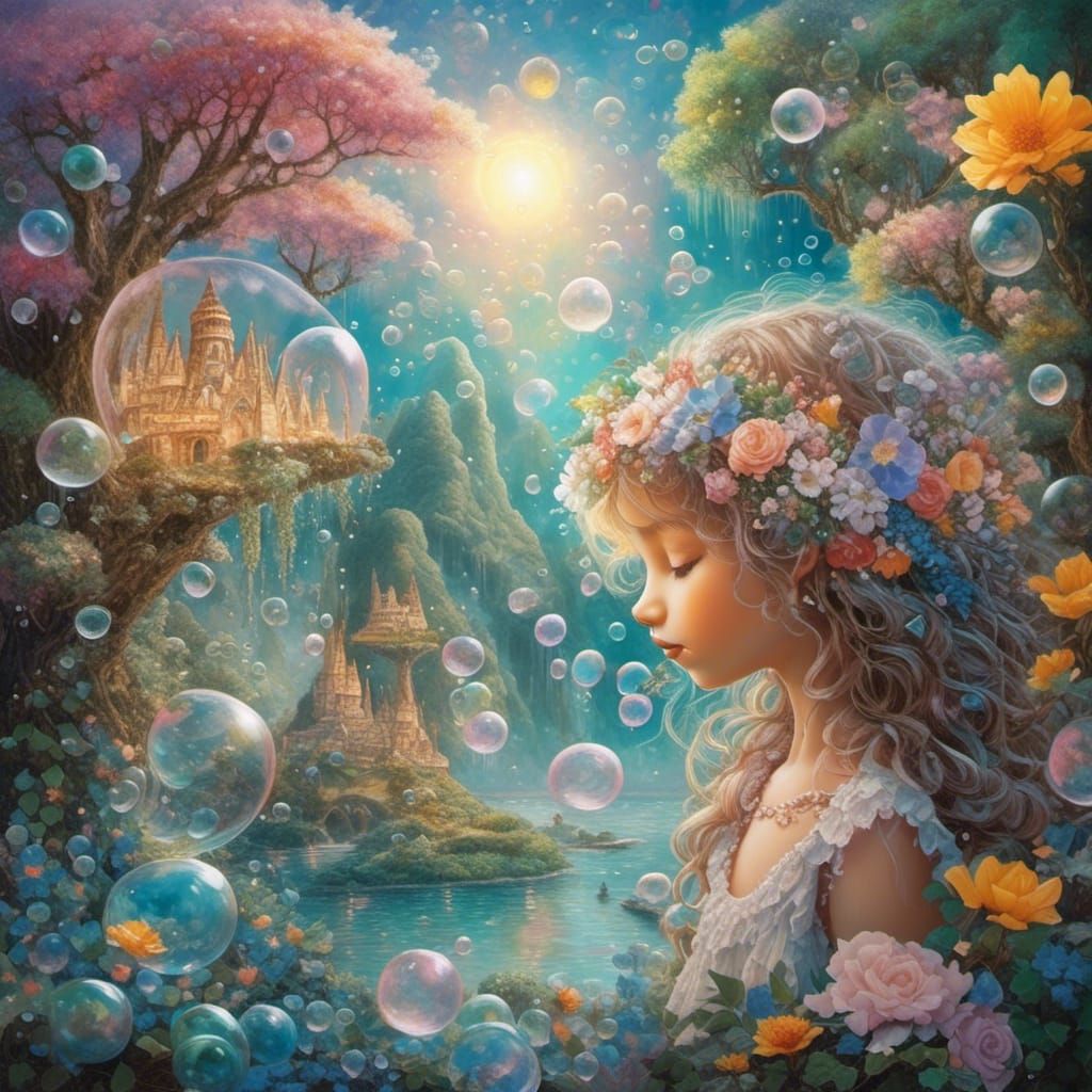 Angelic Utopia: A Pastel Painting of a Magical World