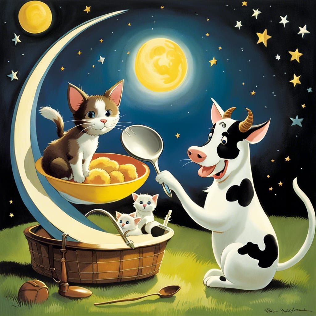 Hey Diddle Diddle Nursery Rhyme Illustration