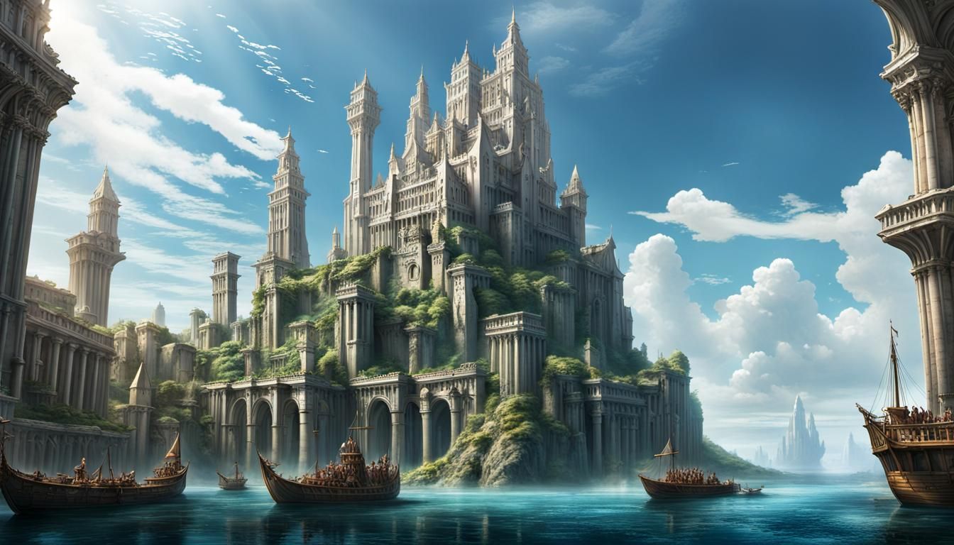 Majestic Atlantis: A Sunlit Medieval Kingdom