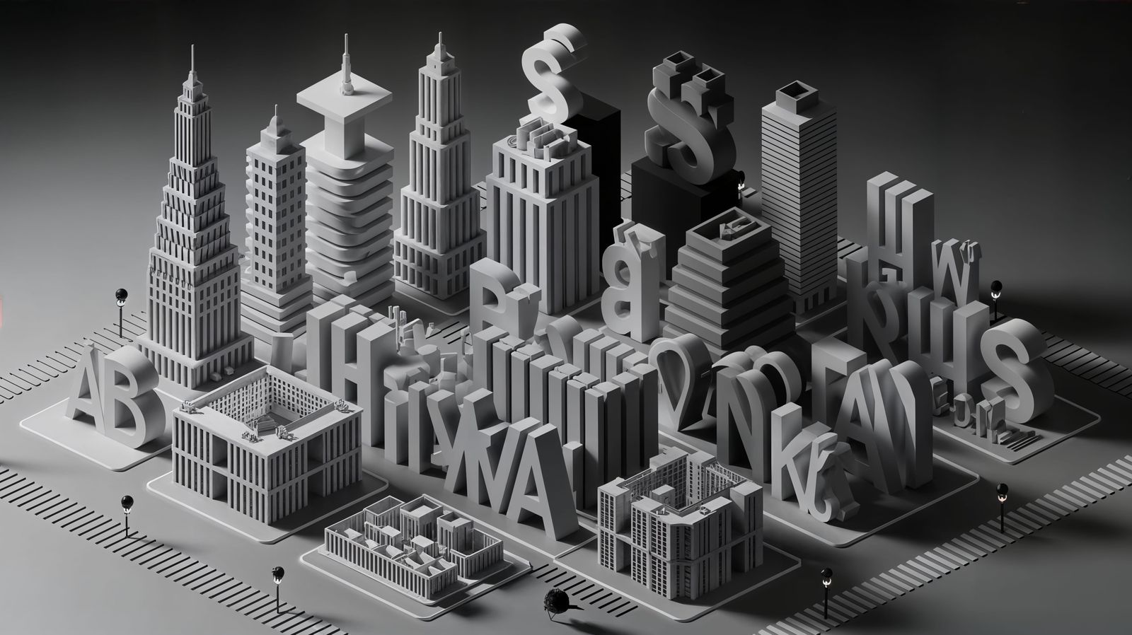 Typographic Metropolis Unveiled in Gray Hues